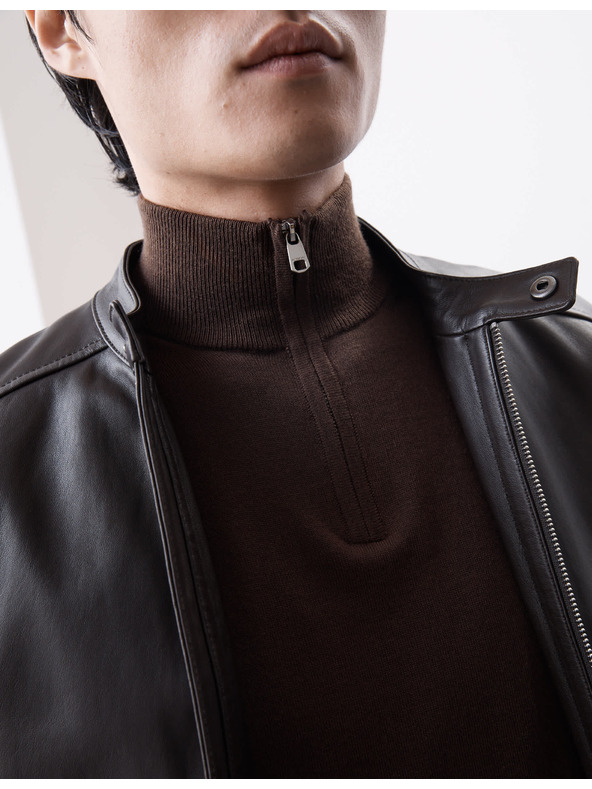 Marks & Spencer Pulover s kratkim patentnim zatvaračem od merino vune Marks & Spencer smeđa