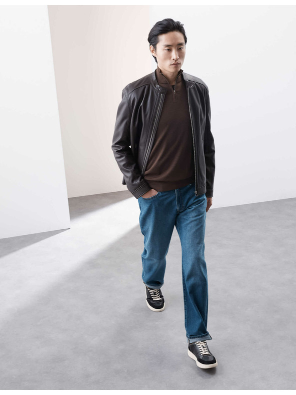 Marks & Spencer Pulover s kratkim patentnim zatvaračem od merino vune Marks & Spencer smeđa