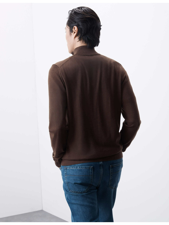 Marks & Spencer Pulover s kratkim patentnim zatvaračem od merino vune Marks & Spencer smeđa