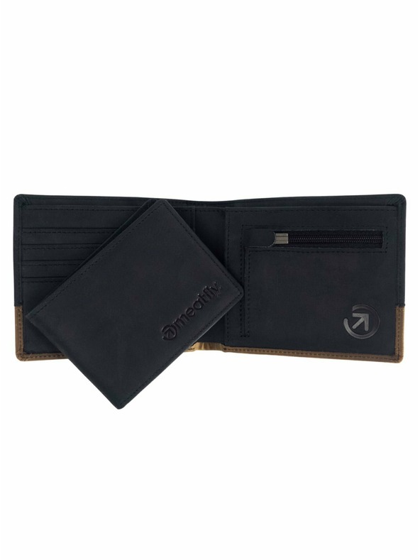 Meatfly Meatfly kožni novčanik Eddie Premium Black/Oak | Crna | Veličina