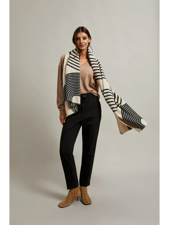 Moodo Crno-bež ženski šal s uzorkom Moodo