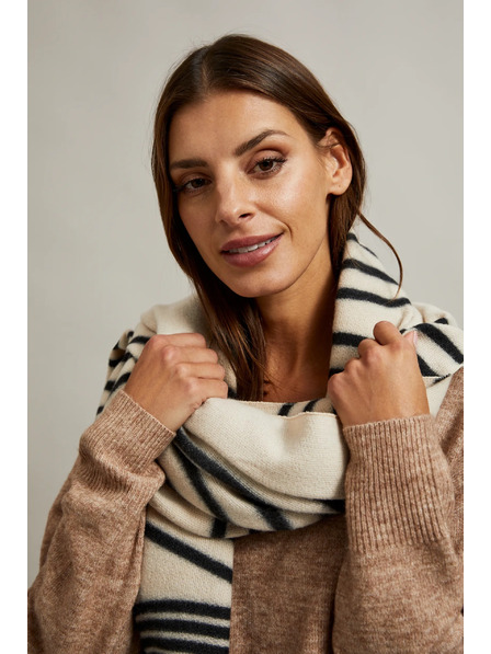 Moodo Crno-bež ženski šal s uzorkom Moodo