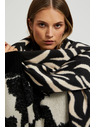 Moodo Krem-crni ženski šal s uzorkom Moodo