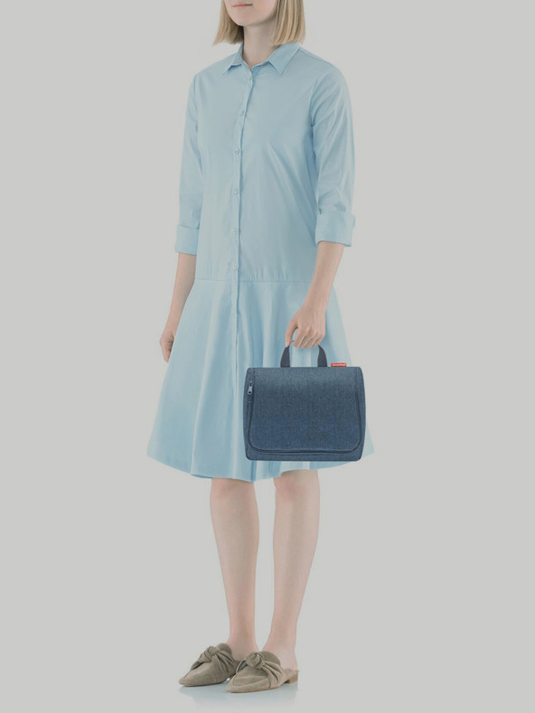 Reisenthel Tamno plava kozmetička torbica Reisenthel Toiletbag XL Herringbone Dark Blue