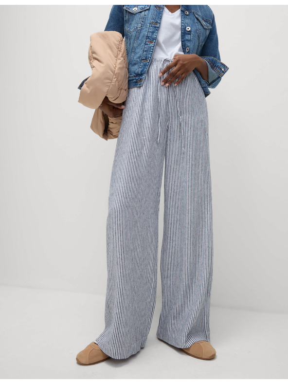 Marks & Spencer Hlače širokih nogavica s visokim udjelom lana Marks & Spencer siva