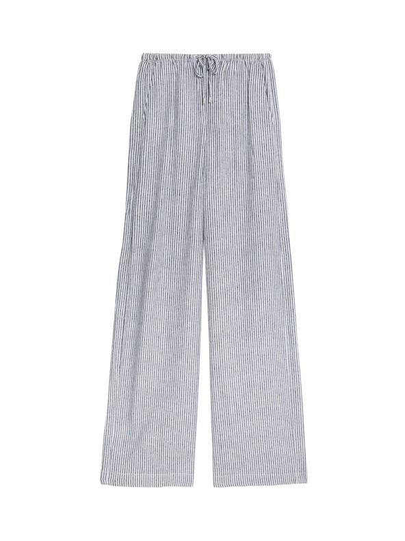 Marks & Spencer Hlače širokih nogavica s visokim udjelom lana Marks & Spencer siva