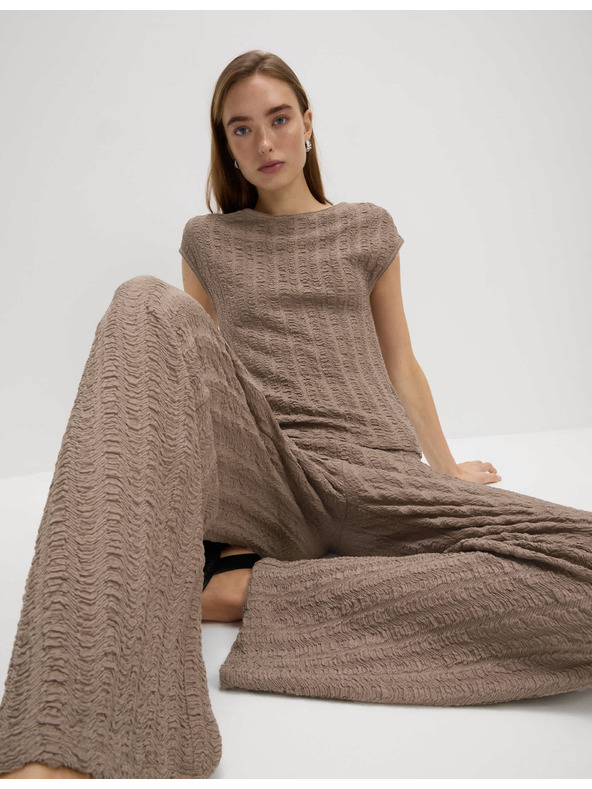 Marks & Spencer Teksturirane wide leg hlače Marks & Spencer