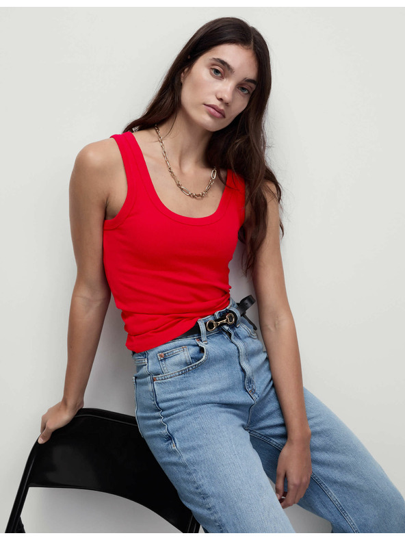 Marks & Spencer Rebrasti top s visokim udjelom pamuka Marks & Spencer crvena