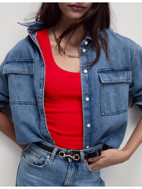 Marks & Spencer Rebrasti top s visokim udjelom pamuka Marks & Spencer crvena