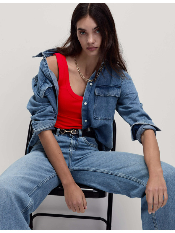 Marks & Spencer Rebrasti top s visokim udjelom pamuka Marks & Spencer crvena