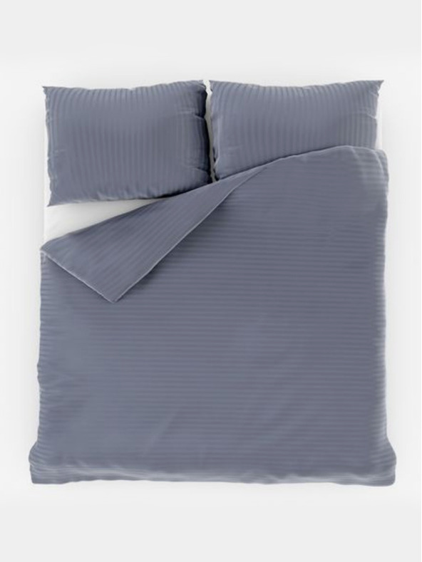 Kvalitex Satenski komplet posteljine s prugama 140x200, 70x90cm tamnosivo Kvalitex