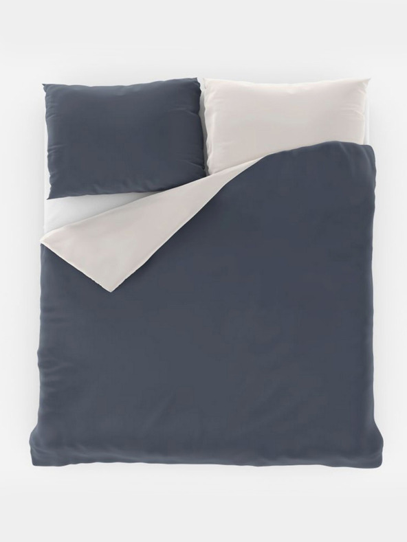 Kvalitex Satenski francuski produženi komplet posteljine LUXURY COLLECTION 1+2, 240x220, 70x90cm tamnosivo / bijelo