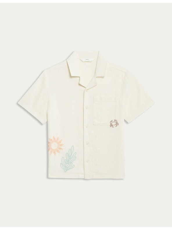 Marks & Spencer Vezena košulja s visokim postotkom lana (2–8 godina) Marks & Spencer krem