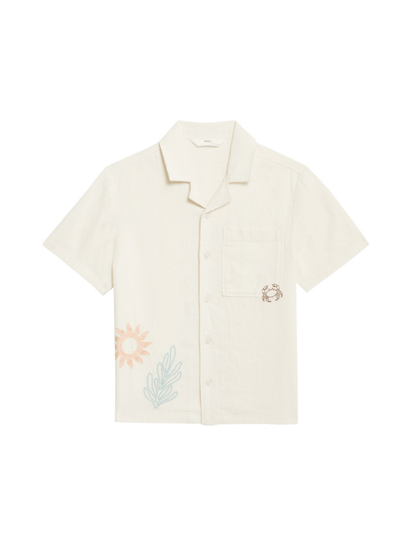 Marks & Spencer Vezena košulja s visokim postotkom lana (2–8 godina) Marks & Spencer krem