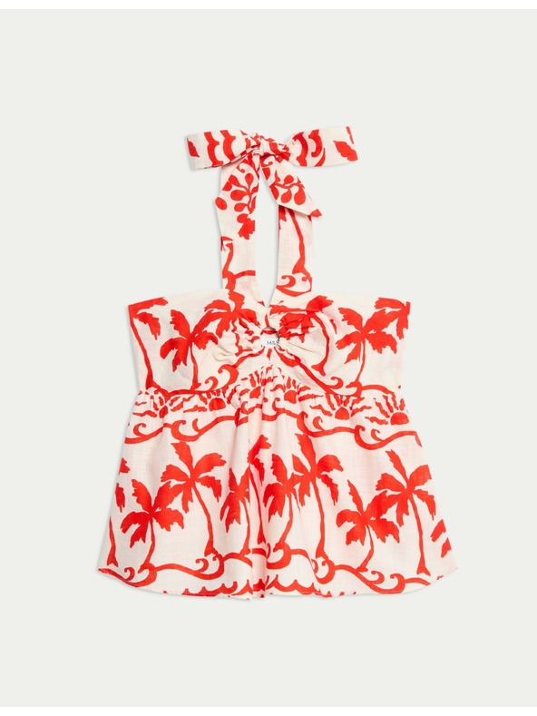 Marks & Spencer Plažni top od čiste pamučne tkanine, s printom Marks & Spencer crvena