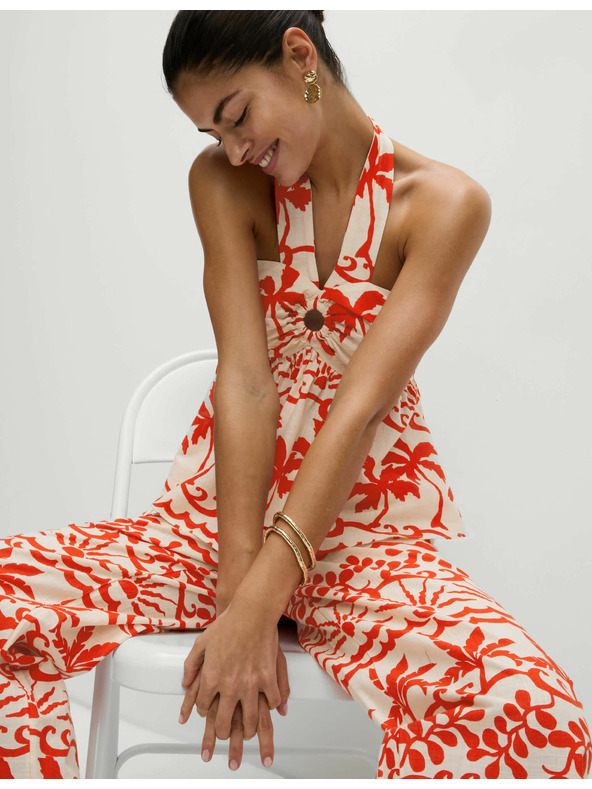 Marks & Spencer Plažni top od čiste pamučne tkanine, s printom Marks & Spencer crvena