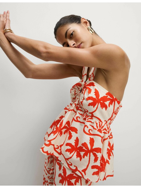 Marks & Spencer Plažni top od čiste pamučne tkanine, s printom Marks & Spencer crvena