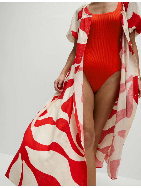 Marks & Spencer Teksturirani kupaći kostim s ovalnim izrezom Marks & Spencer crvena