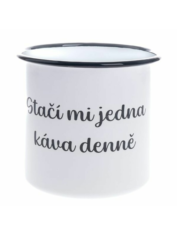 Casa de Engel Emajlirana dekorativna šalica "Dovoljna mi je jedna kava dnevno", 1000ml, 0/36