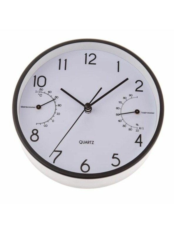 Casa de Engel Sat za zid/stol s mjeraczem temperature i vlage - 15cm (aluminij), 1/40