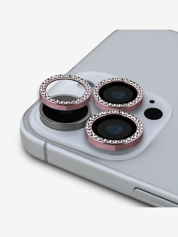 Guess Guess Fixed Glitter Zaštita leća za iPhone 16 Pro/16 Pro Max roza