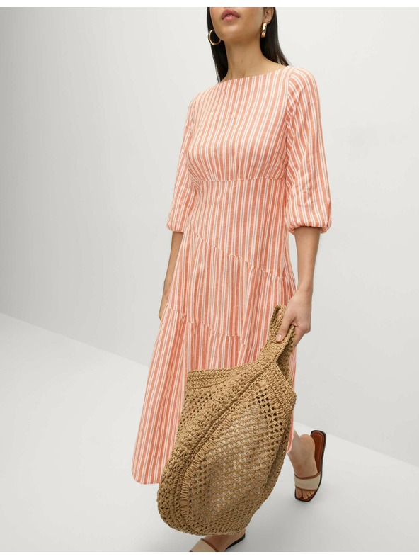 Marks & Spencer Asimetrične midi plaže haljine s visokim udjelom lana Marks & Spencer narančasta