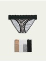 Marks & Spencer Čipkaste bikini gaćice od pamučne mješavine s printom, 5 kom Marks & Spencer bijele