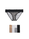 Marks & Spencer Čipkaste bikini gaćice od pamučne mješavine s printom, 5 kom Marks & Spencer bijele