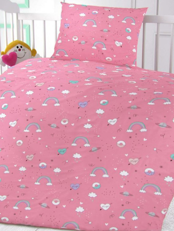 Kvalitex Pamučna posteljina za dječji krevet Clouds roza