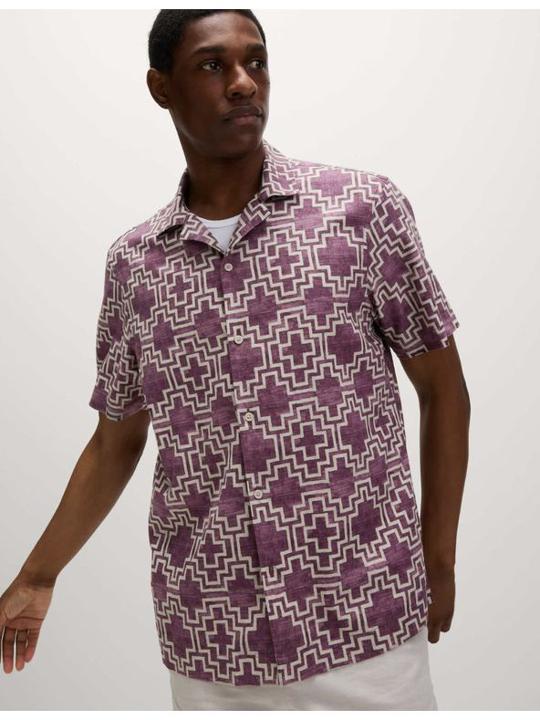 Marks & Spencer Košulja od lnene mješavine, s kratkim rukavima i geometrijskim printom Marks & Spencer crvena