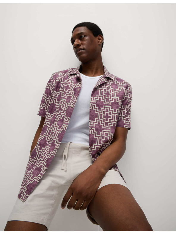 Marks & Spencer Košulja od lnene mješavine, s kratkim rukavima i geometrijskim printom Marks & Spencer crvena