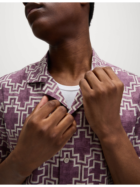 Marks & Spencer Košulja od lnene mješavine, s kratkim rukavima i geometrijskim printom Marks & Spencer crvena