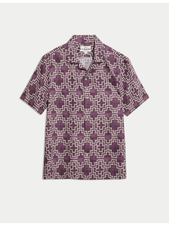 Marks & Spencer Košulja od lnene mješavine, s kratkim rukavima i geometrijskim printom Marks & Spencer crvena