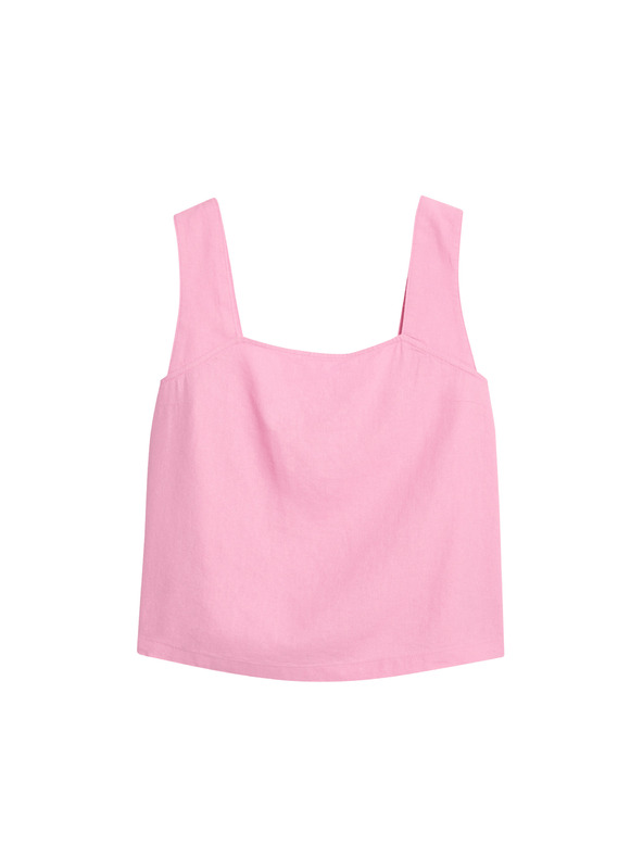 Marks & Spencer Mrežasti top s kvadratnim izrezom i visokim udjelom lana Marks & Spencer ružičasta