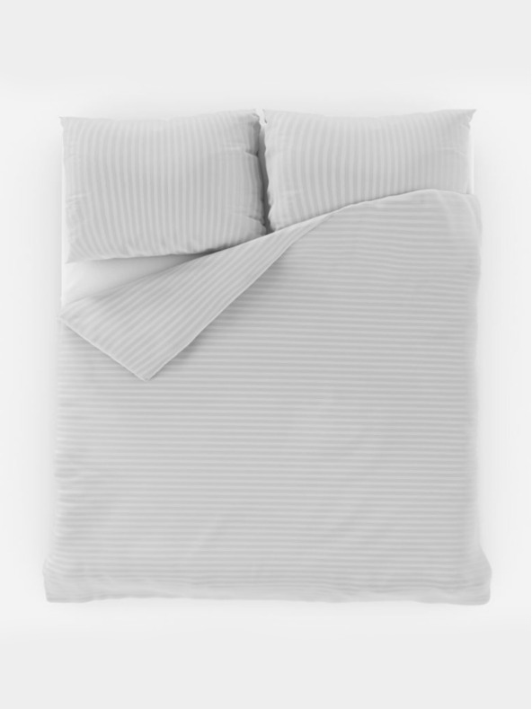 Kvalitex Satenska posteljina s prugom 140x200, 70x90cm BIJELA