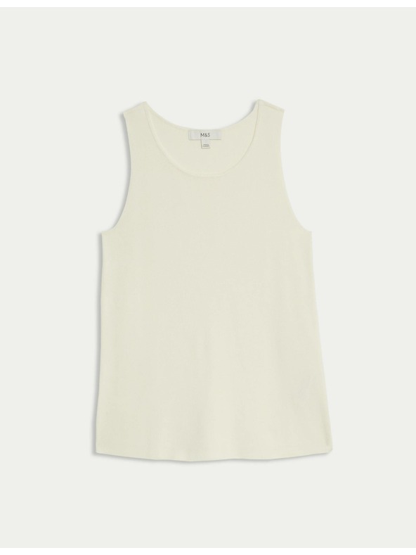 Marks & Spencer Pleteni prsluk s okruglim izrezom Marks & Spencer krem