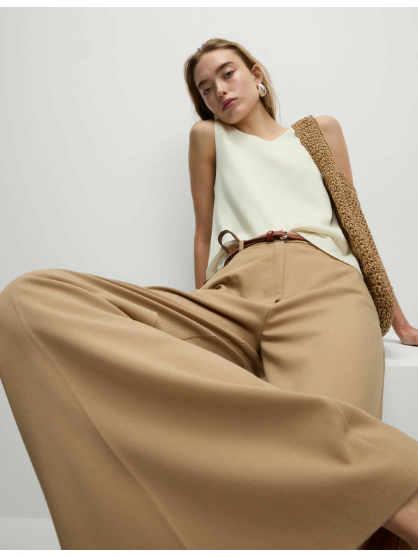 Marks & Spencer Pleteni prsluk s okruglim izrezom Marks & Spencer krem