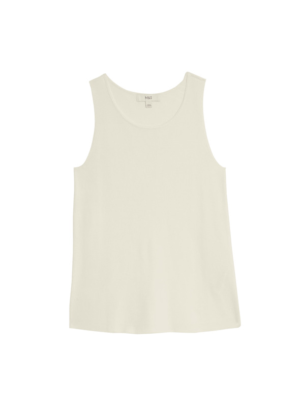 Marks & Spencer Pleteni prsluk s okruglim izrezom Marks & Spencer krem