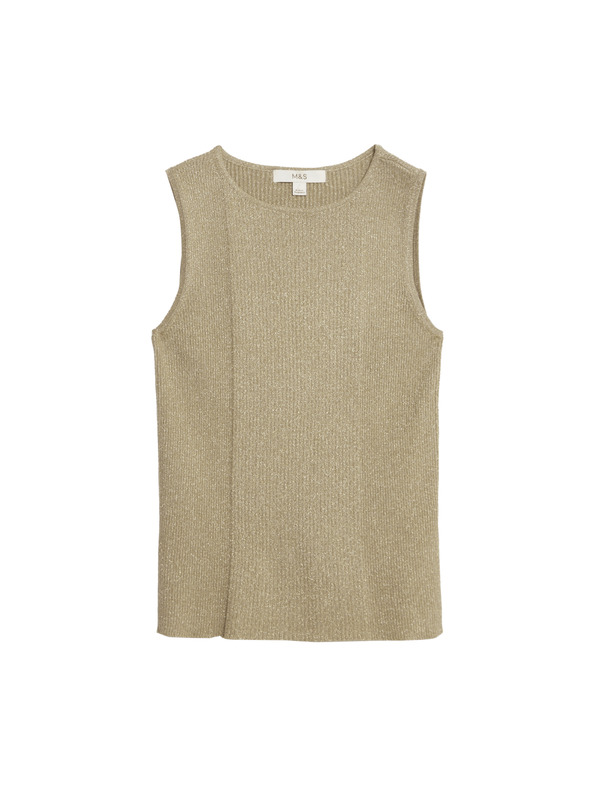 Marks & Spencer Skraćeni metalni rebrasti prsluk s ovratnikom Marks & Spencer smeđa