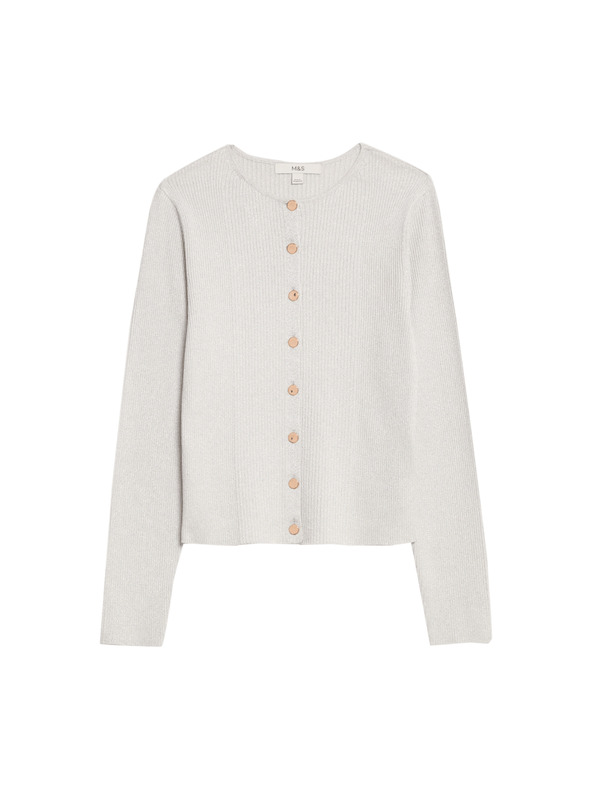 Marks & Spencer Metalni uski kardigan s ovratnikom Marks & Spencer srebrna