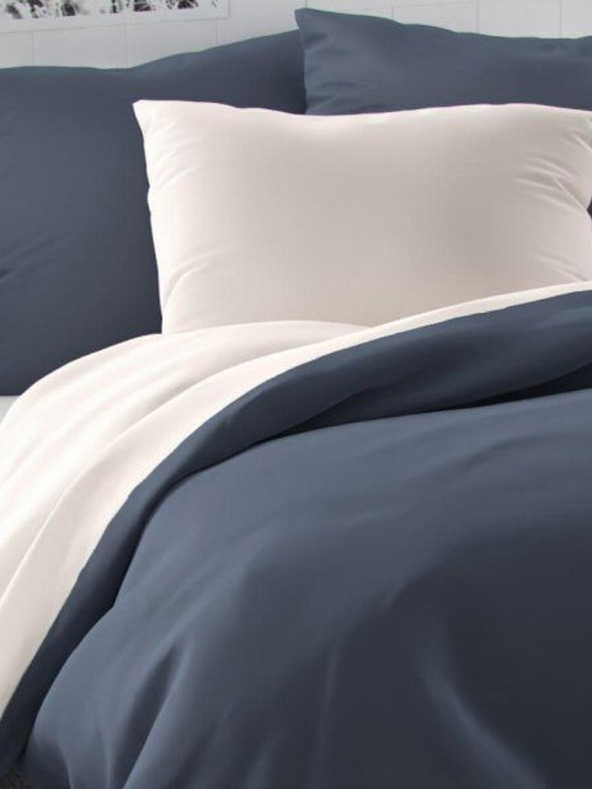 Kvalitex Satenski francuski produženi komplet posteljine LUXURY COLLECTION 1+2, 240x220, 70x90cm tamnosivo / bijelo