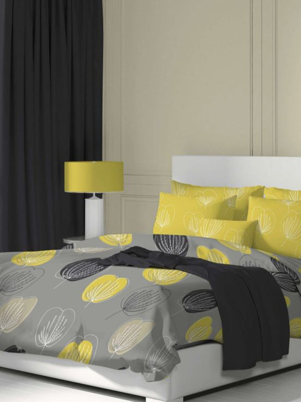 Kvalitex Francuska pamučna posteljina DELUX 240x200, 70x90cm GRACE siva