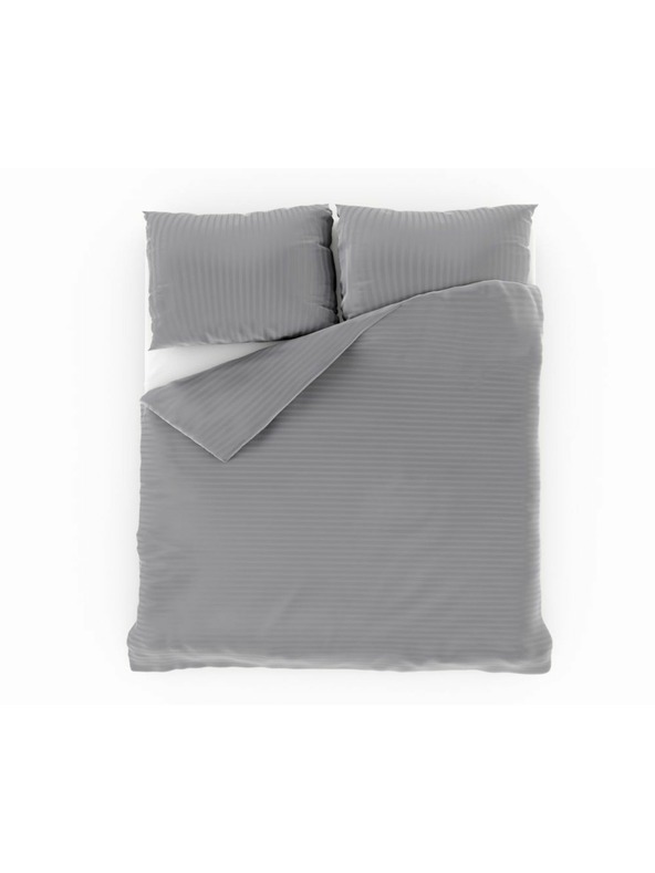 Kvalitex Svileni komplet posteljine s prugama 140x200, 70x90cm svijetlo siva Kvalitex
