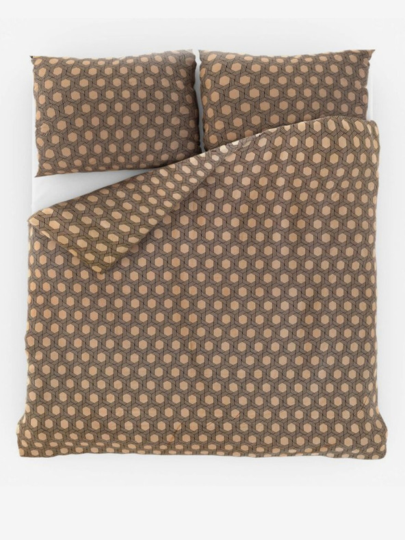 Kvalitex Satenski francuski komplet posteljine Luxury Collection 1+2, 240x200, 70x90cm Carero bež Kvalitex