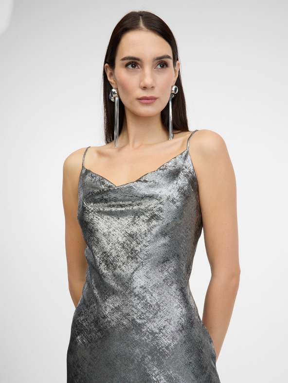 Orsay Srebrna ženska haljina na naramenice ORSAY