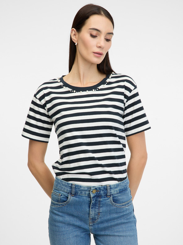 Orsay Tamnoplava ženska majica kratkih rukava na pruge ORSAY