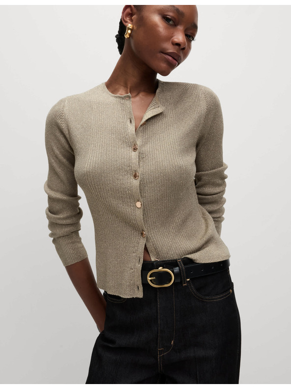Marks & Spencer Metalik kardigan uskog kroja s ovratnikom Marks & Spencer smeđa