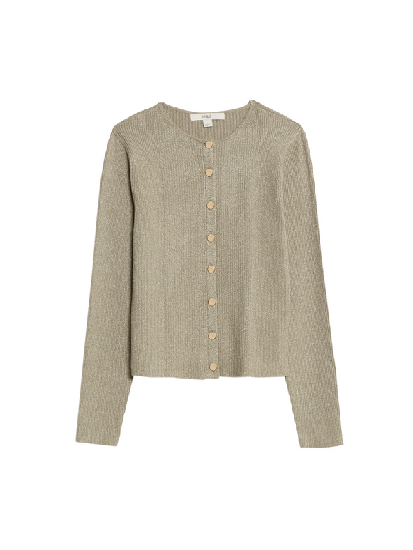 Marks & Spencer Metalik kardigan uskog kroja s ovratnikom Marks & Spencer smeđa