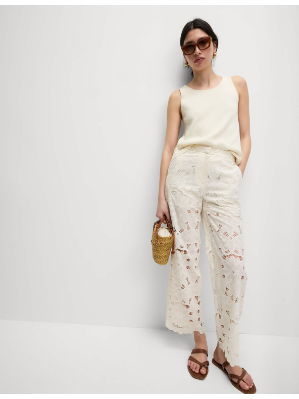 Marks & Spencer Čipkaste široke hlače Marks & Spencer krem