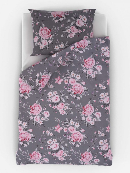 Kvalitex Produženi pamučni komplet posteljine Provence Collection 140x220, 70x90cm Beatrice siva Kvalitex